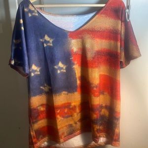 Womens red white & blue patriotic top medium NWOT